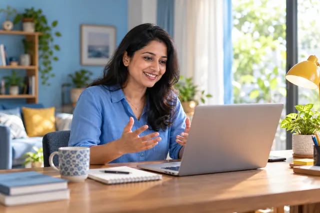 A professional working from her home office